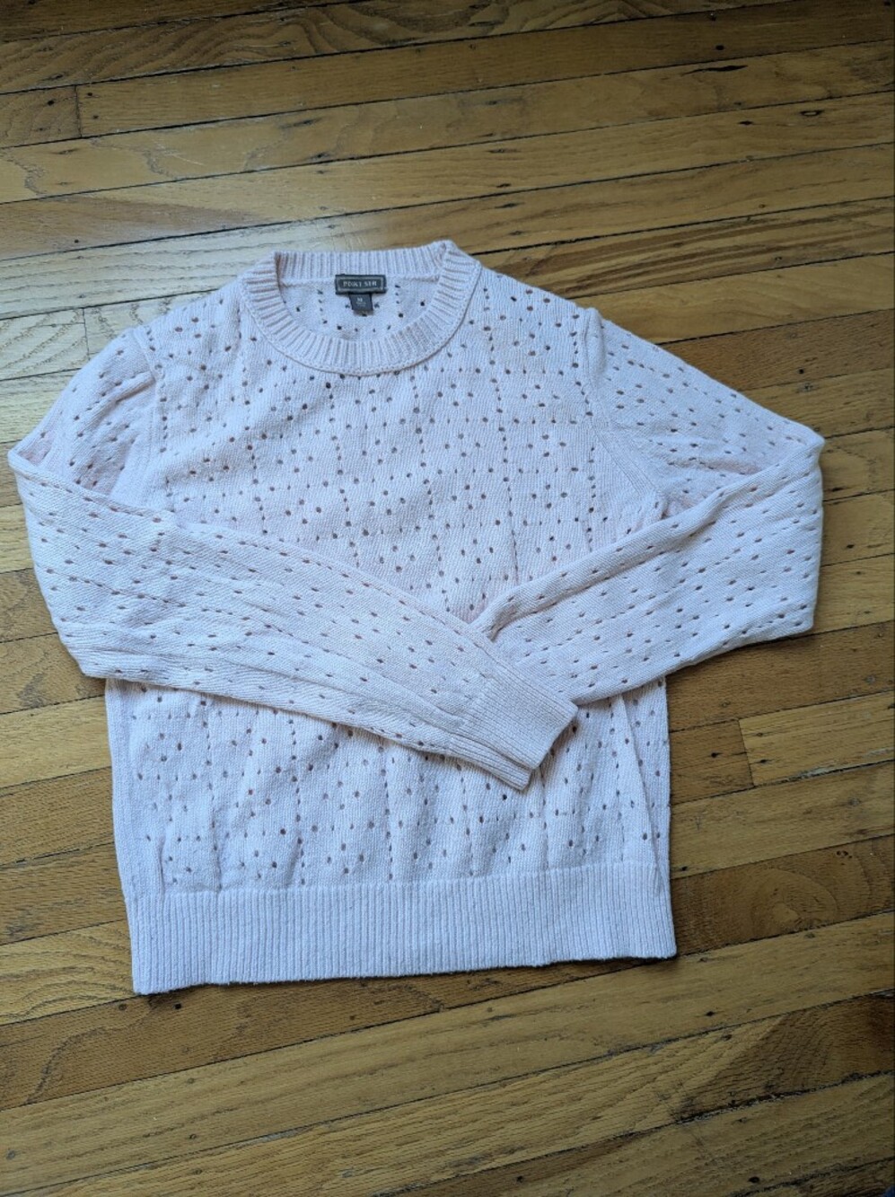 Pointelle Crewneck Sweater in Pale Pink